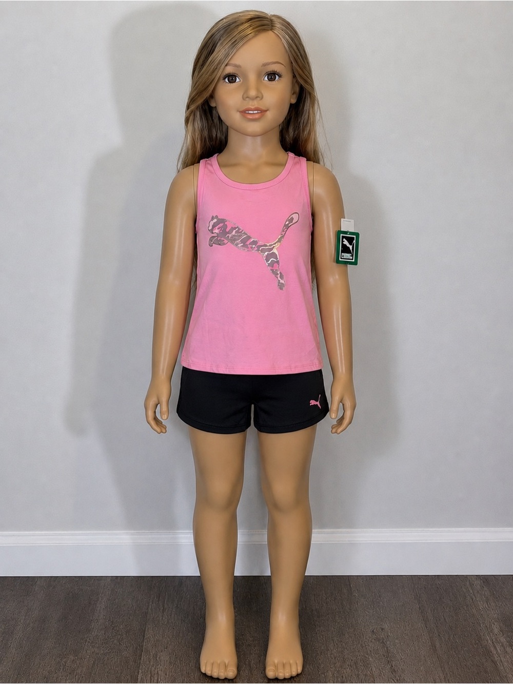 Puma Pink Girls' Tank Top with Metallic Logo size Medium NWT